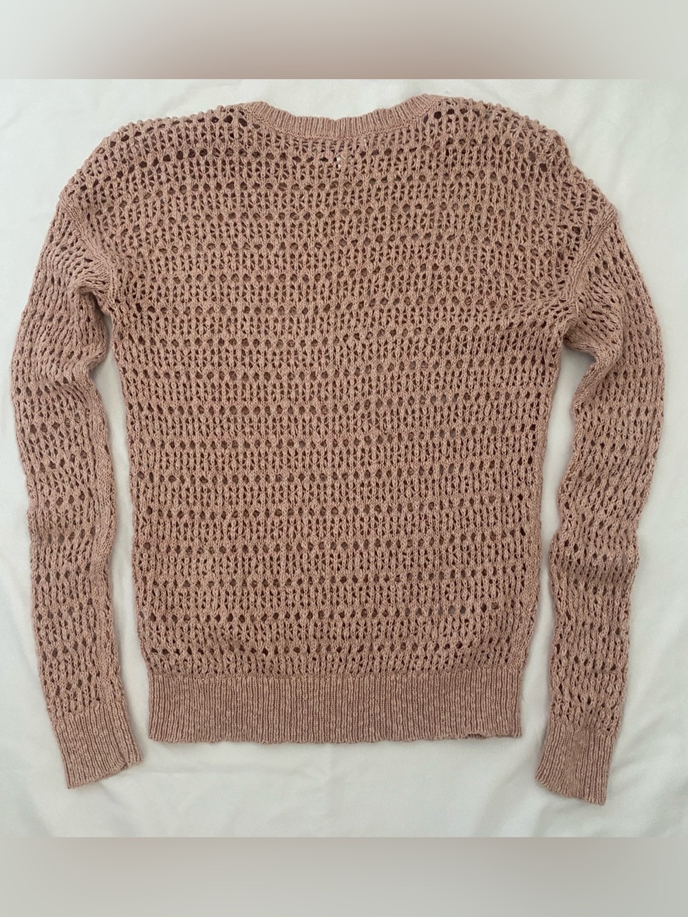 American Eagle Pale Pink Open-Knit Crewneck Sweater - Picture 2 of 4